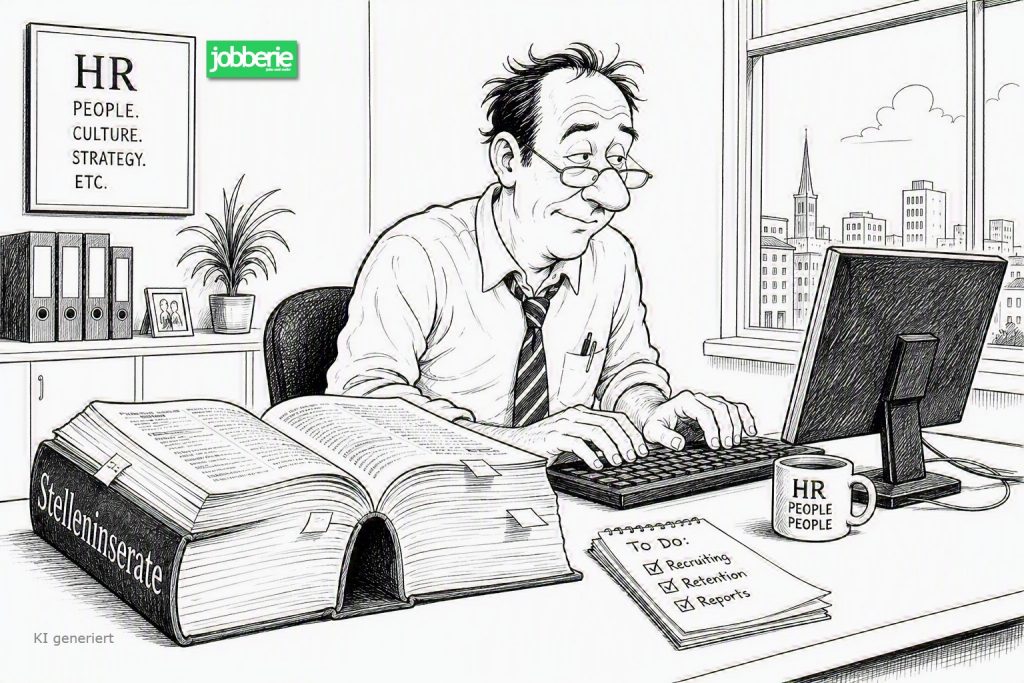 Cartoon Jobberie zum Thema Sprache der Stelleninserate